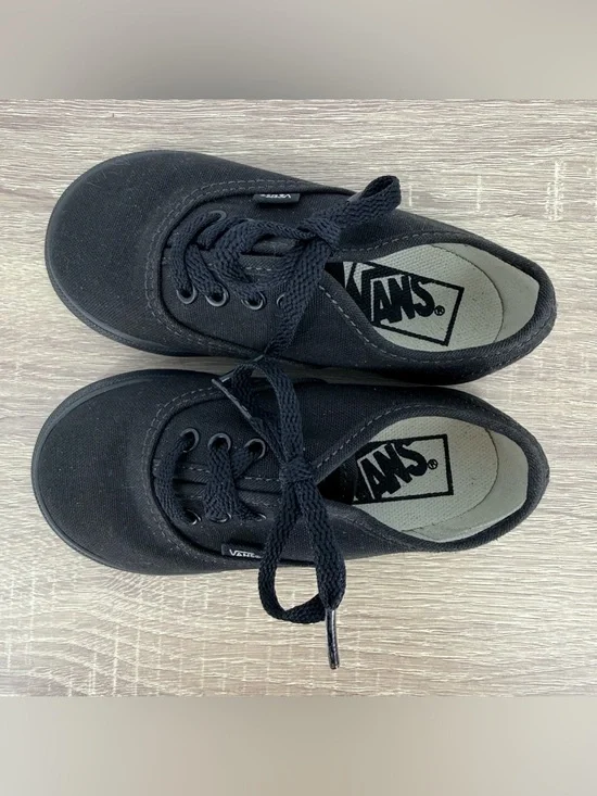 Vans Authentic Toddler Size 7.5 Shoes Black Canvas Low Top Sneakers Unisex Boys - Picture 2 of 10